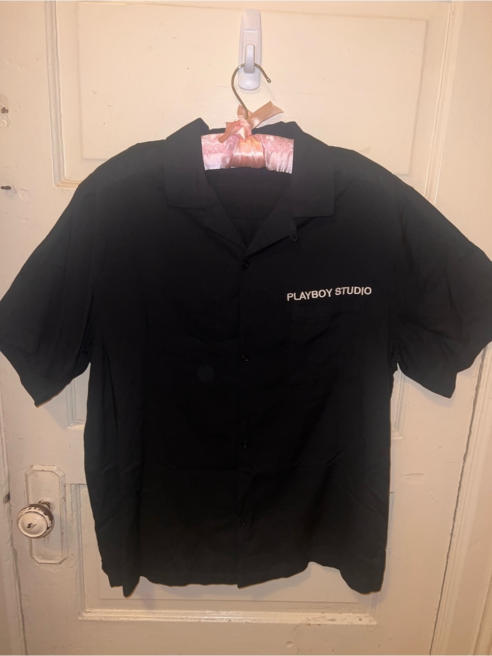PacSun Playboy Studio Black Short-Sleeve Button-Down Shirt